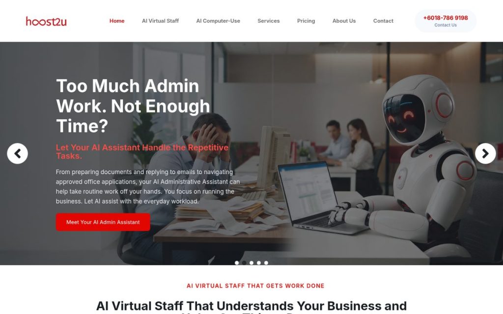 Homepage of hoost2u.com